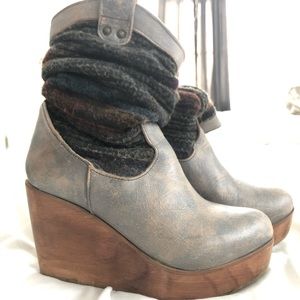 Bed|Stu Distressed Mid Calf Slouchy Sweater Knit Platform Wedge Boot | Size 6.5
